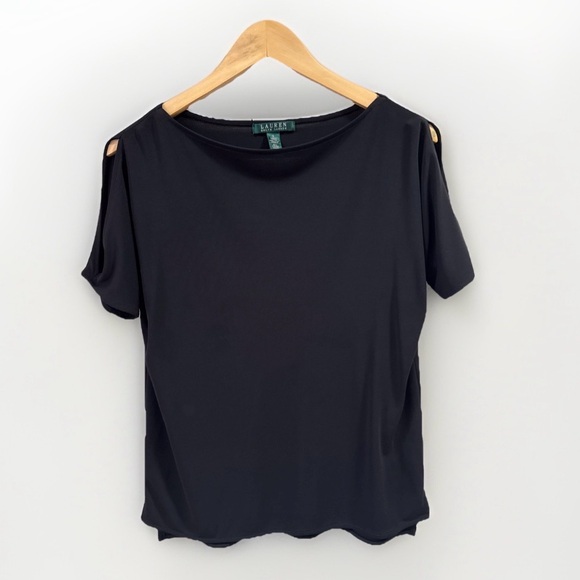 Lauren Ralph Lauren Tops - Lauren Ralph Lauren Black Short-Sleeve Cold-Shoulder Blouse Top Size Small Boat